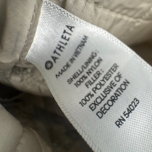 Athleta Quilted Jacket Coat Womens Medium Light Gray Full Zip Longline - Picture 8 of 8
